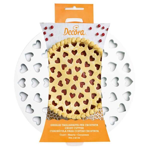 decora griglia tagliapasta a cuori per crostata in plastica tonda Ø30cm