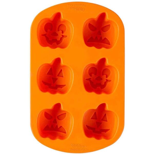 wilton stampo antiaderente in silicone per 6 zucche halloween 6,7x7xh3,7cm