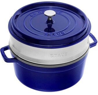 Staub La Cocotte casseruola in ghisa con vaporiera blu Ø26cm