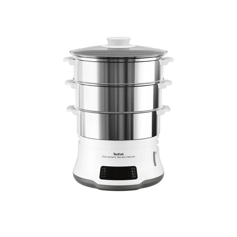 Tefal Convenient Series Deluxe VC502D pentola a vapore 3 cestello/i Superficie piana 900 W Stainless steel, Bianco