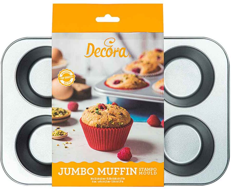 Decora Teglia Per 6 Jumbo Muffin Di Ø6 Cm In Acciaio Antiaderente