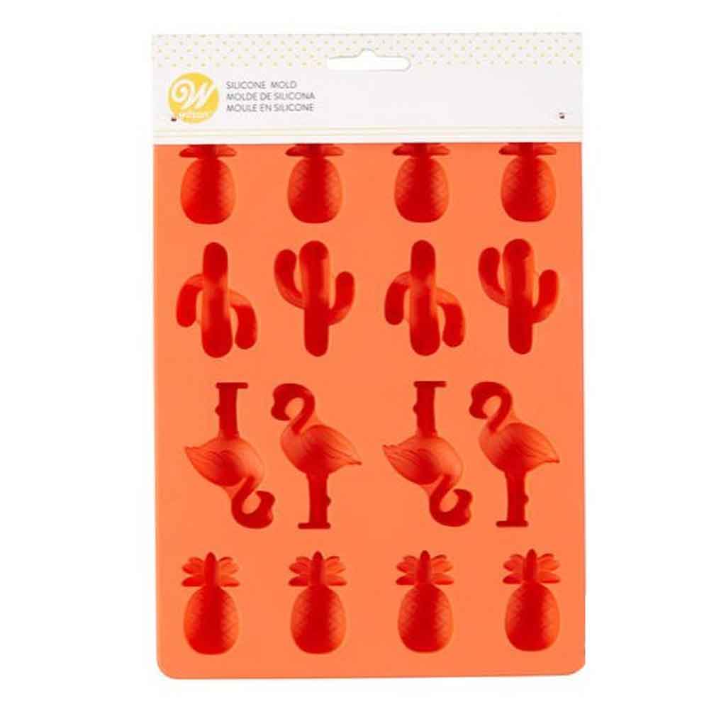 Wilton Stampo Antiaderente In Silicone Per 16 Soggetti Ananas Cactus E Fenicotteri