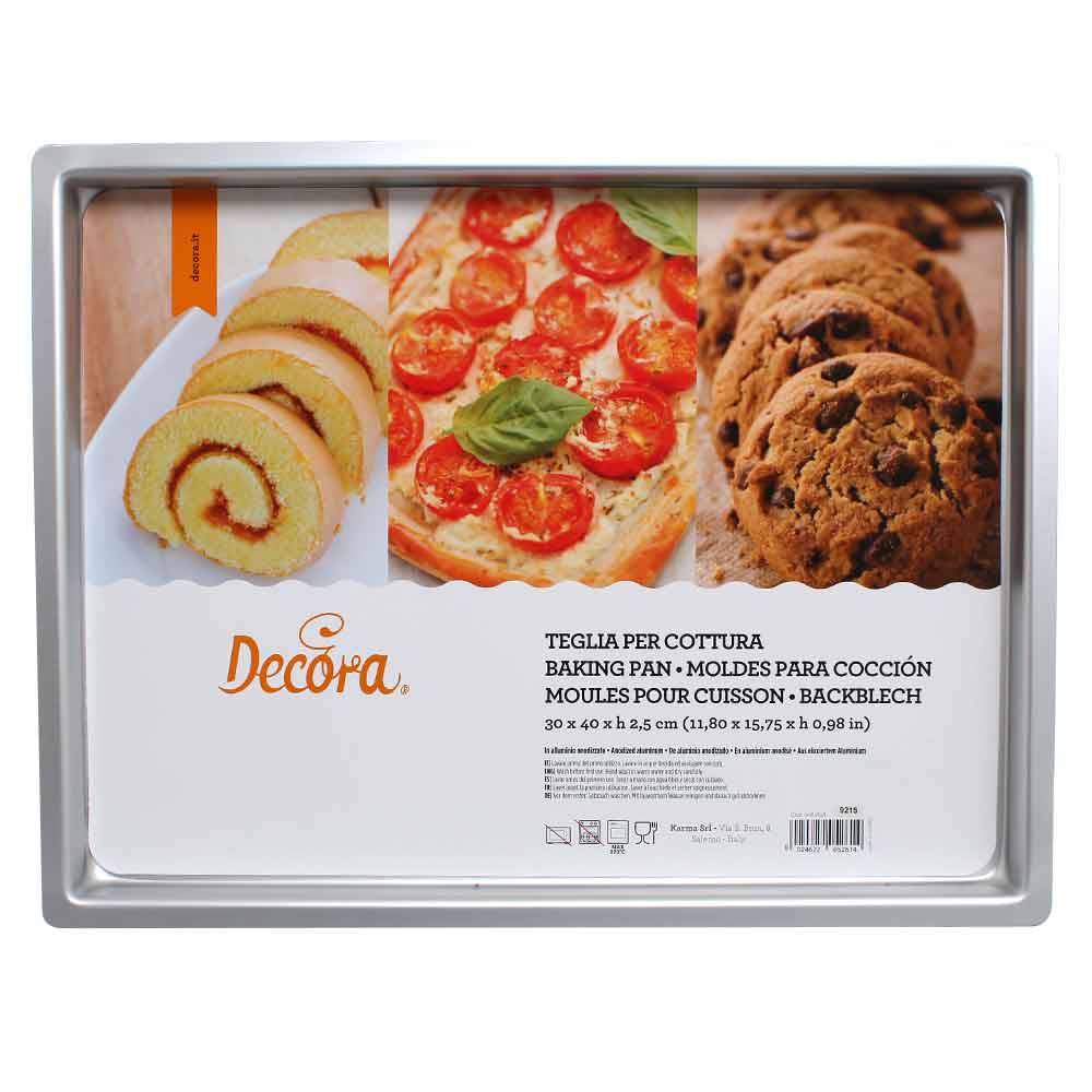 Decora Teglia Professionale Per Forno In Alluminio Rettangolare 30x40 H 2,5 Cm