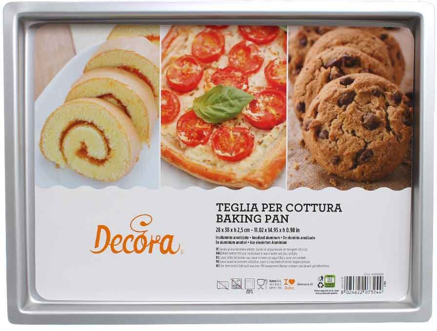 decora teglia professionale per forno in alluminio rettangolare 28x38 h 2,5 cm