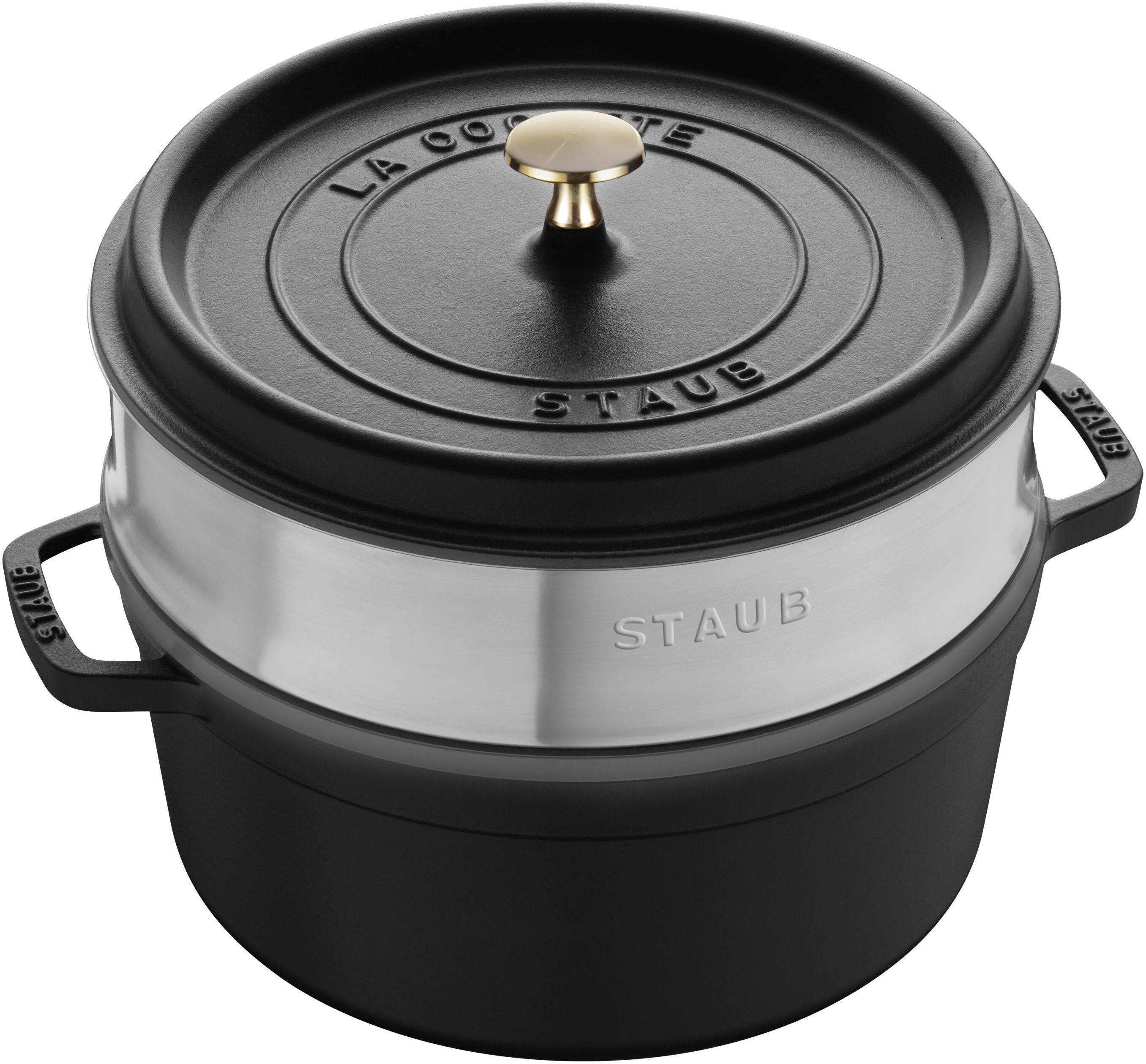 Staub La Cocotte con cestello a vapore rotonda - 26 cm, nero