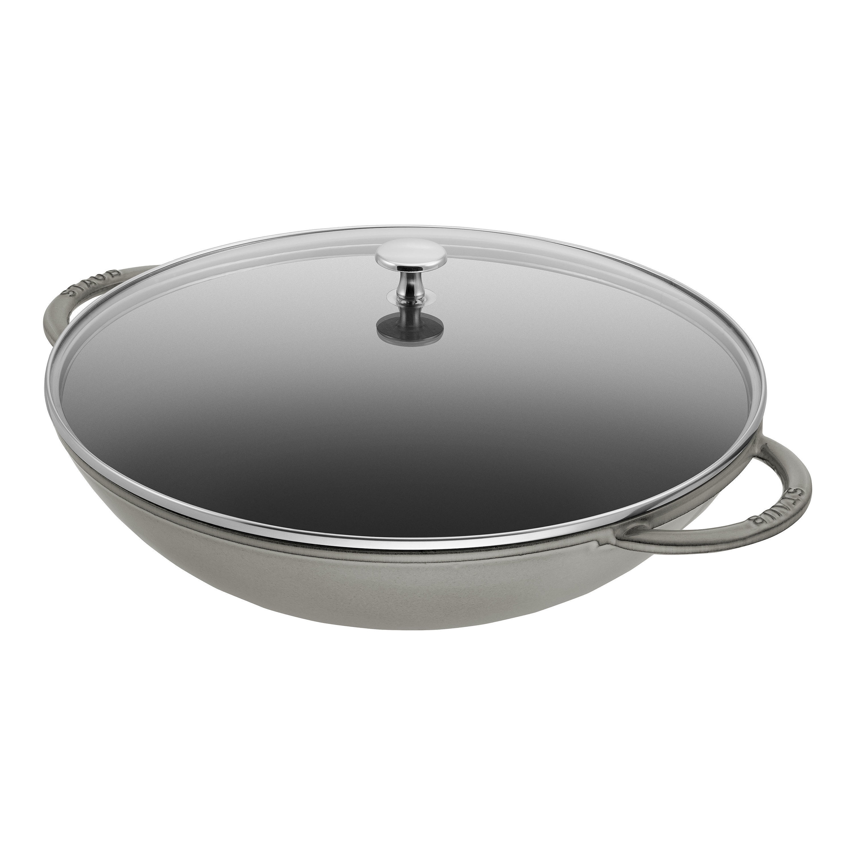 Staub Specialities Wok con coperchio in vetro rotondo - 37 cm, grigio grafite