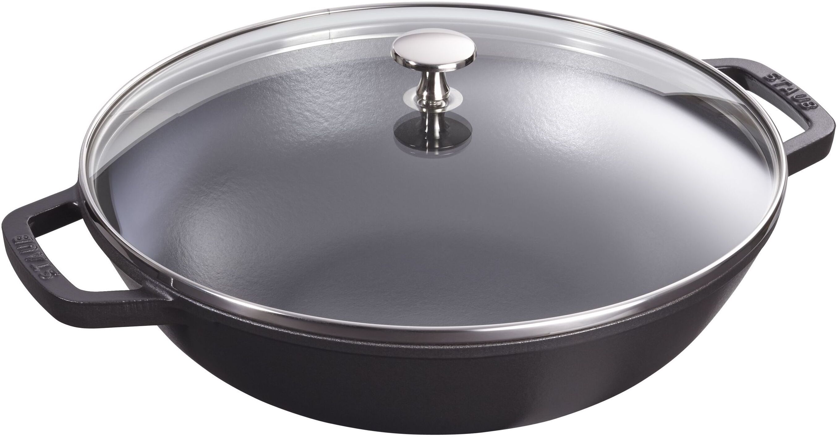 Staub Specialities Wok con coperchio in vetro rotondo - 30 cm, nero