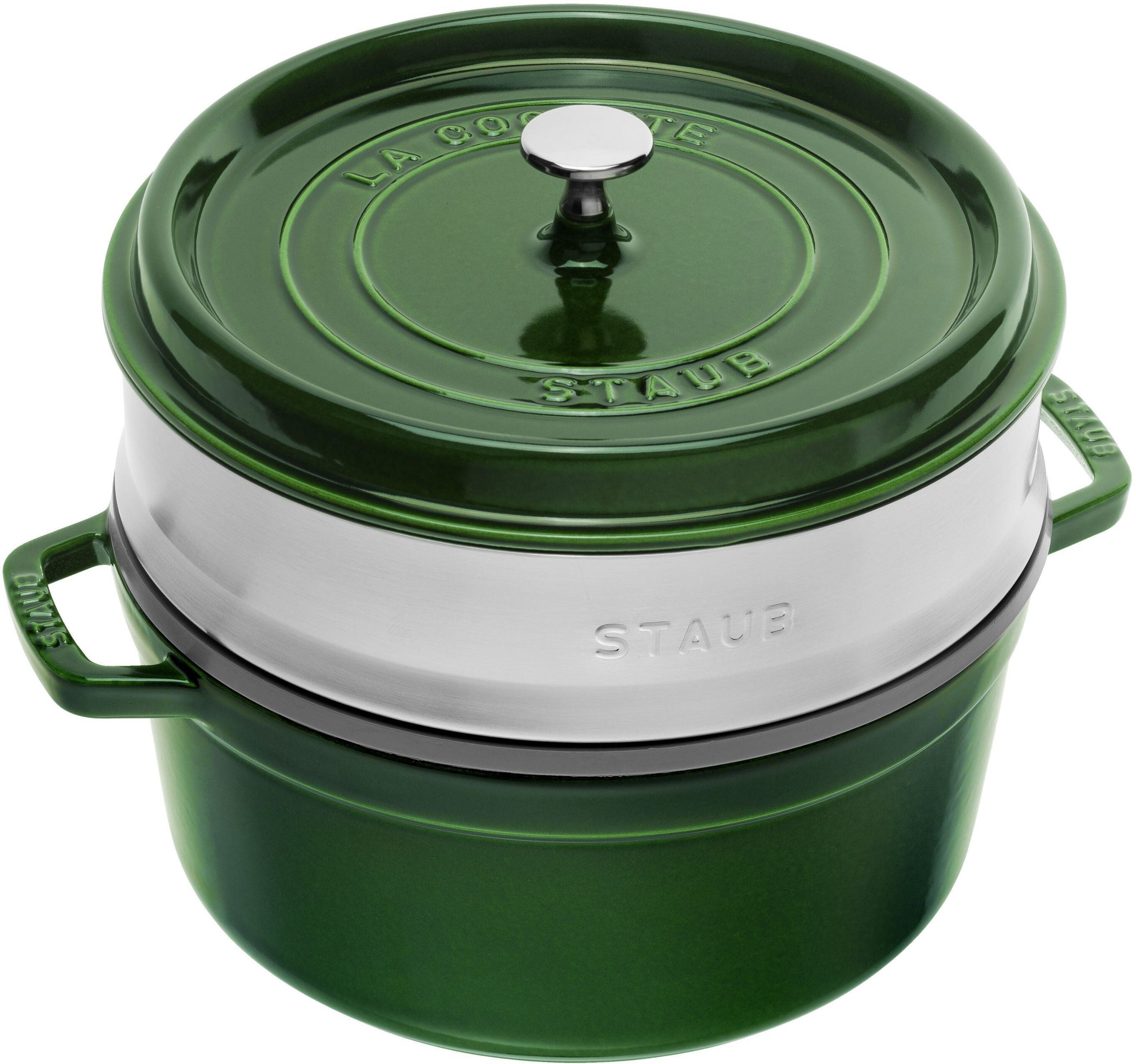 Staub La Cocotte con cestello a vapore rotonda - 26 cm, basilico