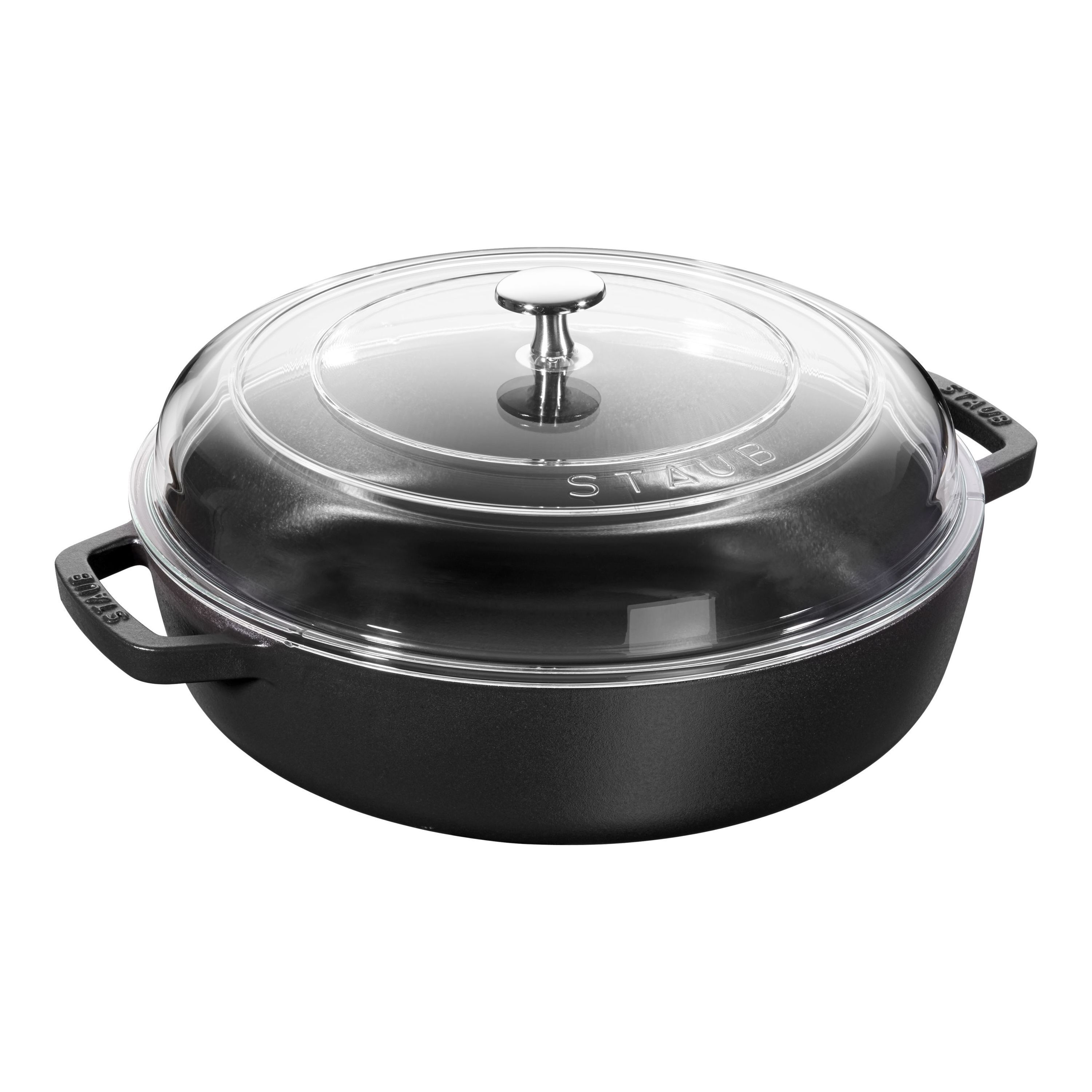 Staub Braisers Tegame con coperchio in vetro rotondo - 24 cm, nero