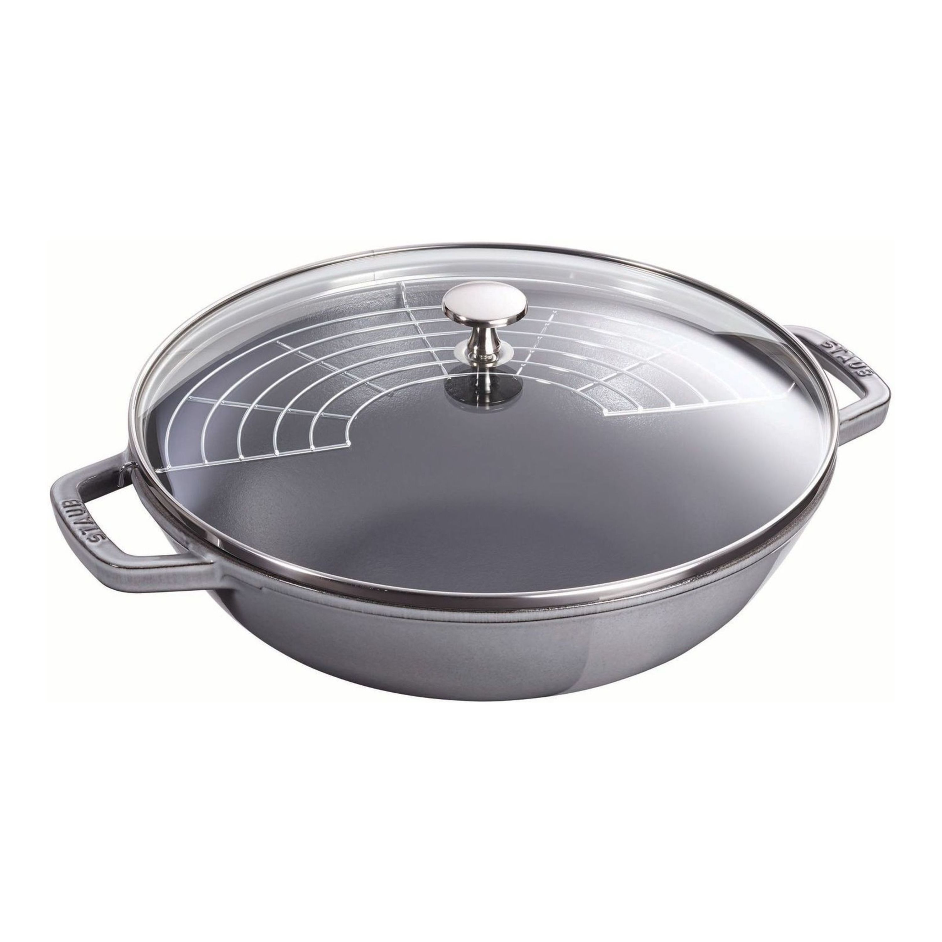 Staub Specialities Wok con coperchio in vetro rotondo - 30 cm, grigio grafite