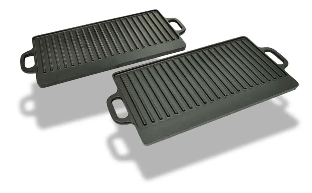 vidaXL Grillplaat gietijzer dubbelzijdig 38x23 cm 2 st