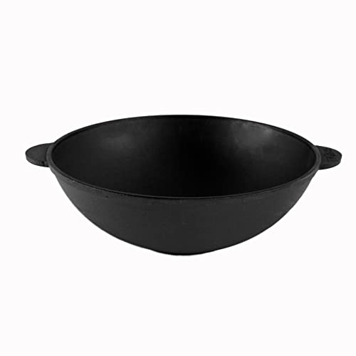 4BIG.fun Wokpan, 4,7 l, gietijzeren pan, Asia Wok, diameter 30 cm, gietijzer, braadpan, wok van gietijzer, stoofpan, inductie, wokpan, geschikt voor inductie