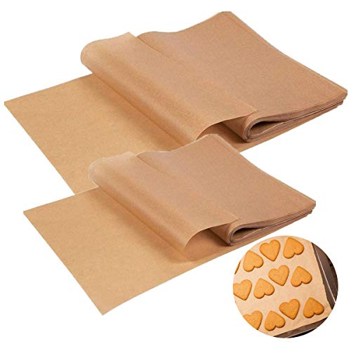 Liwein Perkamentpapier, 200 vellen perkamentpapier, met antiaanbaklaag, ongebleekt, waterdicht, vetdicht, voorgesneden perkamentpapier voor cake, BBQ, grillen, pannen (20 x 30 cm, 30 x 40 cm)