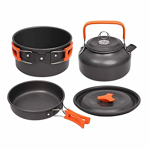 OUTPFTS Camping Kookgerei Kit Outdoor Aluminium Koken Set Waterkoker Pan Pot Reizen Wandelen Picknick BBQ Servies Apparatuur