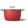 SMEG CKFC2611RDM Braadpan 26cm en Deksel Rood, Non-Stick, Aluminium, Gepatenteerde Basis