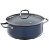 WMF Fusiontec Essential Kookpan, groot, 24 cm, glazen deksel, inductie, 4,4 l, high-tech keramiek, krasbestendig, ongecoat, donkerblauw, Made in Germany