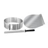 Zenker 3-delige taartdecoratie–set Ø 26/28 cm, roestvrijstaal taartenset met taartring, taartschep en taartmes voor cakes en taarten (Kleur: zilver)