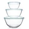 Luvan glazen mengkommen met deksels Set van 3 (1 l, 2,5 l, 4,2 l), ideaal voor het bewaren van voedsel, koken, bakken, bereiden