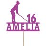 SHAMSCO Gepersonaliseerde Vrouw Golfer Cake Topper Lady Golfer Golfing Golf Cake Decoratie Elke Naam & Leeftijd