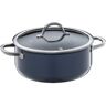 WMF Fusiontec Inspire Kookpan, groot, 24 cm, glazen deksel, braadpan, inductie, 4,4 l, high-tech keramiek, krasbestendig, ongecoat, donkerblauw, Made in Germany