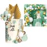 PLATEYTR 42 stuks taart decoreren bloemen, taart decoreren ballen, taart decoreren Set, Happy Birthday taartdecoraties voor verjaardagsfeest bruiloft (Groen)