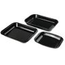 Russell Hobbs CW20701AR Romano 3-Piece Vitreous Enamel Roaster and Chop Tray Set, Easy-Clean Roasting Tin/Trays, Oven Safe Up To 230°C, Carbon Steel, Black, 38cm, 36cm, 26cm, Perfect For Family Roasts