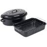 Russell Hobbs COMBO-1922 Vitreous Enamel 34cm Roaster with Rack and 36 cm Self Basting Roaster with Lid, Roasting Set, Easy Clean Ovenware, Black