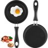 FCQLFYF 2 stuks mini koekenpan, koekenpannen set, ei niet-stick koekenpan, ijzeren coating ronde koekenpan voor braadpan eieromelet, eierpannenkoek (12 cm, zwart)