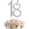 DOYUKY 18 Nummer Rhinestone Cake Topper,  18th Birthday Cake Decoration, 18e Verjaardag Cake Decoratie, Gebruikt voor 18e Verjaardagsfeestje, Jubileumfeestdecoratie(Zilver)