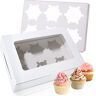 MIVIDE 30 stuks cupcake box 6 stuks cupcake transportbox 6 stuks cupcake muffin box met venster voor muffins, kleine cakes, cupcakes, gebak en koekjes (wit)