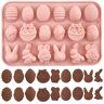 Crethink 1 stuks Pasen Siliconen Chocolade Mallen 18 Holte Eieren, Konijn, Konijnenhoofd, Mand Vormen Mal voor DIY Chocolade, Snoep, Gelei