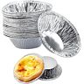 RIVYOS 250 pieces of disposable kitchen baked round egg tart tin cake cup mould making cake cup aluminum foil pie pan (silver)