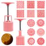 JINGYOU 2 sets Maancake Vorm pers met 11 Postzegels, Mooncake Mould, Mooncake Mold Ronde Bloem en Vierkante Bloem Decoratie Gereedschap, Hand Druk Mooncake DIY Gereedschap voor Het Bakken Koekje Taart Dessert