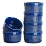 Navaris 6x blauwe ramekin souffleschaaltjes Schaaltjes voor creme brulee, muffins en cakejes Souffle bakjes 9 cm blauw Kleine ronde bakvormen