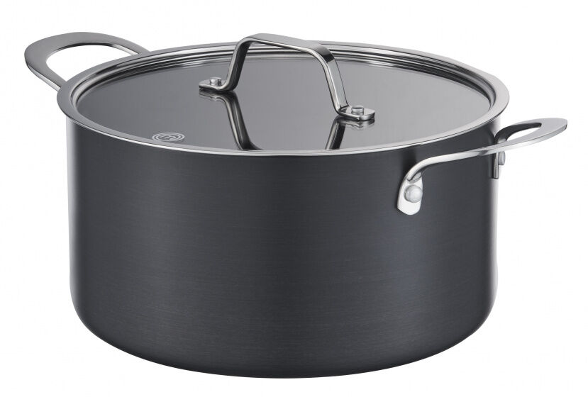 MasterChef braadpan met deksel 20 cm aluminium zwart/zilver - Zwart,Zilver