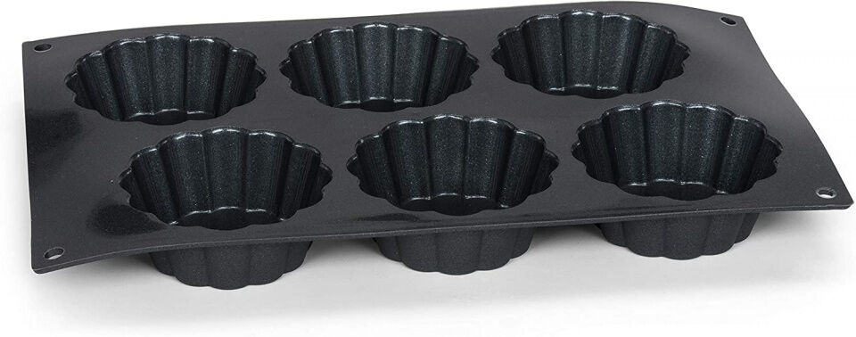 Patisse mini taartvorm 29 x 17 cm siliconen zwart 6 vaks - Zwart