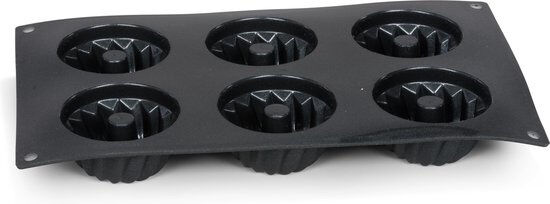 Patisse mini tulbandvorm 6 vaks 29 x 17,5 cm siliconen zwart - Zwart