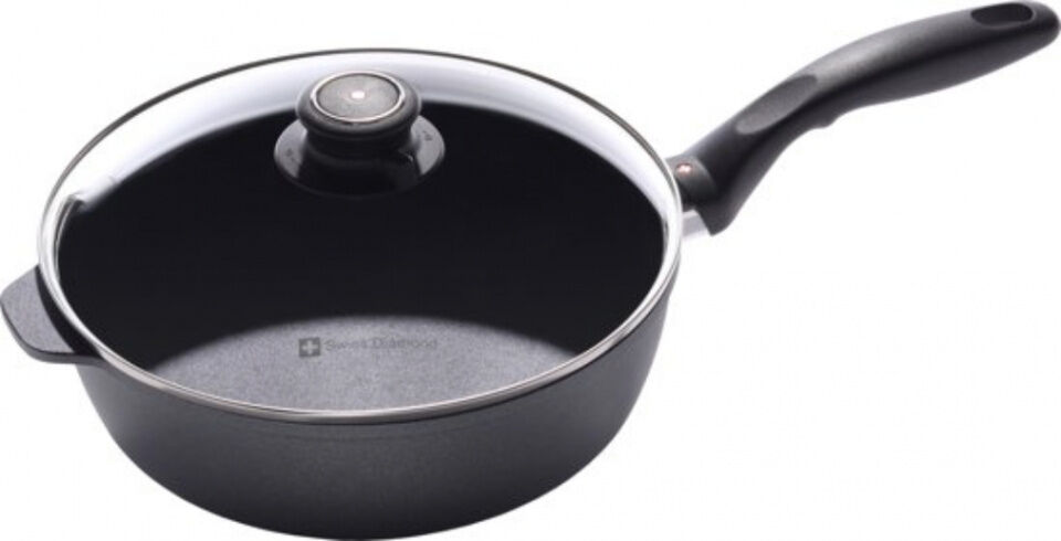 Swiss Diamond sauteerpan met deksel XD 24 cm aluminium zwart - Zwart