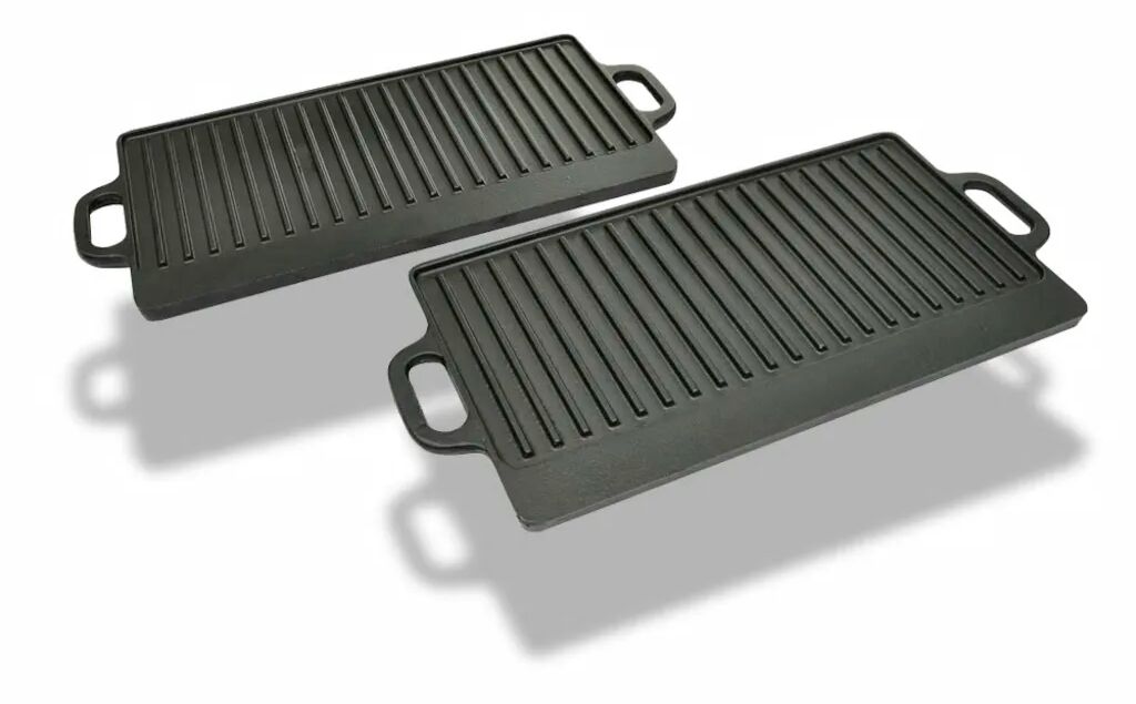 vidaXL Grillplate i støpejern 38x23 cm vendbar 2 stk