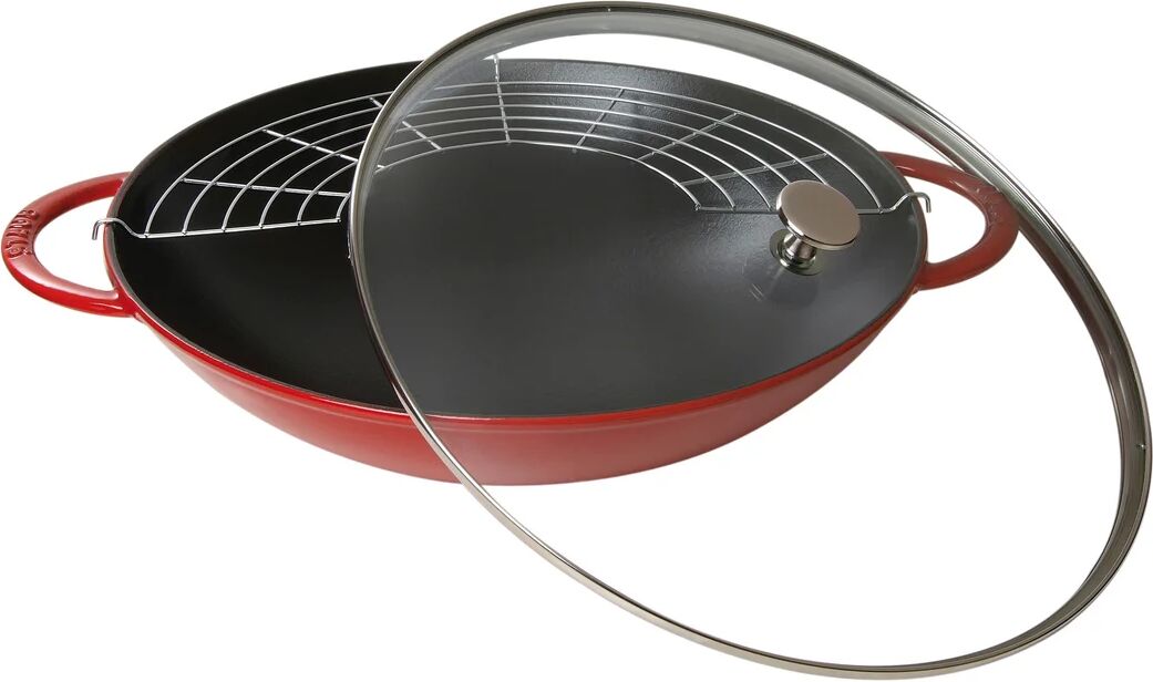 STAUB Wok med glasslokk Ø37 cm 5,7 L Rød