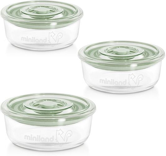 Miniland Set 3 Recipientes Vidro NaturRound Miniland 330 ml - Chip