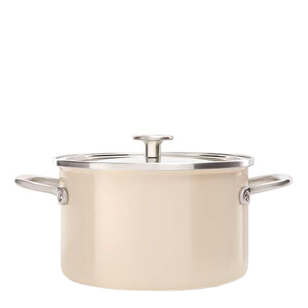 KitchenAid Steel Core Enamel Gryta Emalj/Glaslock 3,7 L Kräm