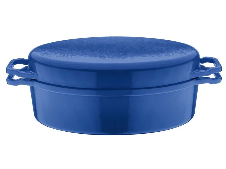 GSW Liatinový hrniec na dusenie/pekáč/tajin (36 x 24 cm, modrá, pekáč 2 v 1 )