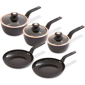 Tower Cavaletto 5 Piece Cookware Set With 16Cm, 18Cm, 20Cm Saucepans And 24Cm, 28Cm Non-Stick Frying Pans, Pink & Rose Gold brown 18.0 W cm