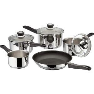 Judge Vista 5 Piece Stainless Steel Pan Set with Lids, 14/16/18/20cm Saucepans, 26cm Frypan gray