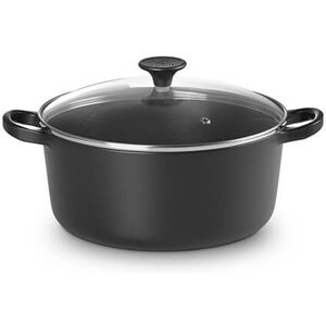 Le Creuset Satin Black Cast Iron 22cm Round Casserole with Glass Lid