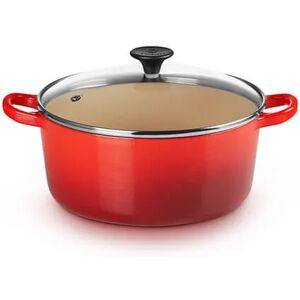 Le Creuset Cerise Cast Iron 22cm Round Casserole with Glass Lid