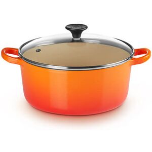 Le Creuset Volcanic Cast Iron 22cm Round Casserole with Glass Lid