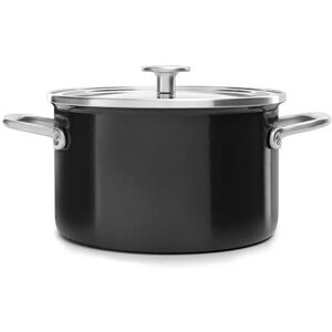 KitchenAid Steel Core Enamel Onyx Black 20cm Casserole with Lid