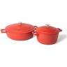 Masterclass 2pc Non-Stick Casserole Dish Set with 4L Casserole Dish and 2.5L Shallow Casserole Dish, Red